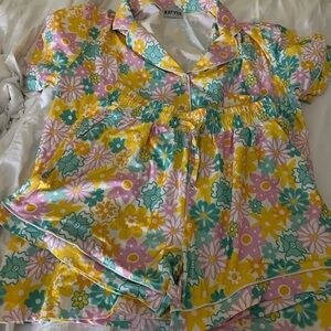 Katydid Floral Pajama Set - Yellow, Pink, Green